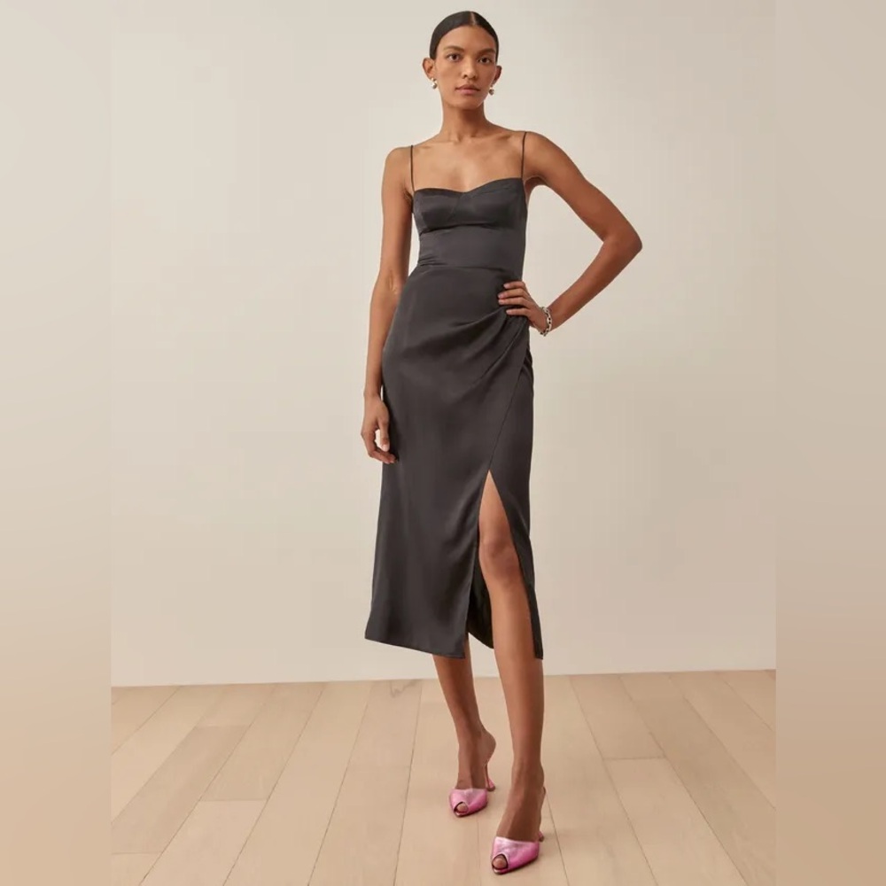 Reformation Marguerite Silk Dress 2P Black